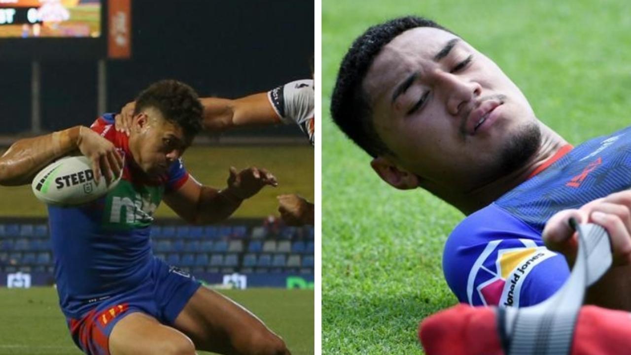 Newcastle Knights young guns Starford To’a and Simi Sasagi.