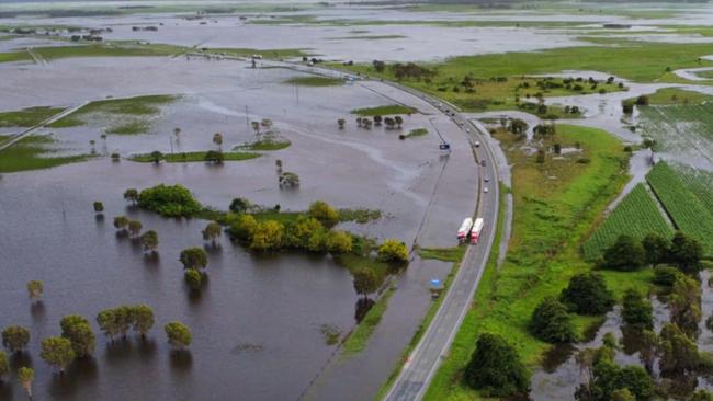 The Bruce Highway was closed for two days at Lethebrook after the Goorganga Plains flooded after the Mackay Whitsunday regions was hit with heavy rainfall. Proserpine resident Rebecca Parnell took this footage of Goorganga Plains on sunday after the highway had been reopened in a single lane capacity. Picture: Rebecca Parnell