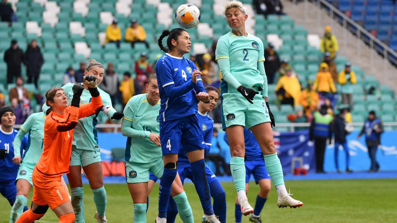 Michelle Heyman scored for Australia in Uzbekistan. Picture: Tolib Kosimov/Getty Images