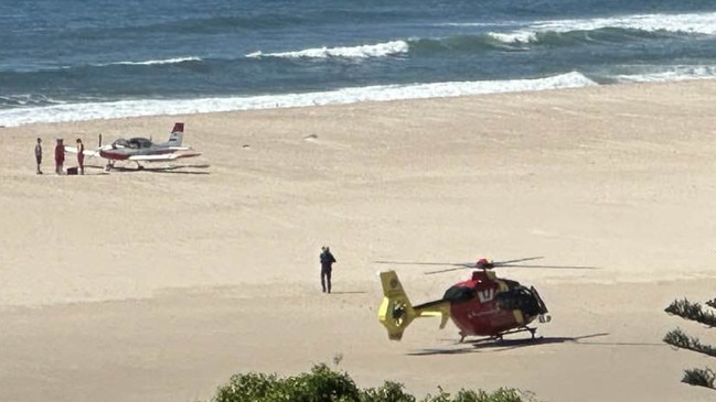 A plane landed on Bulcock Beach. Picture: Facebook.