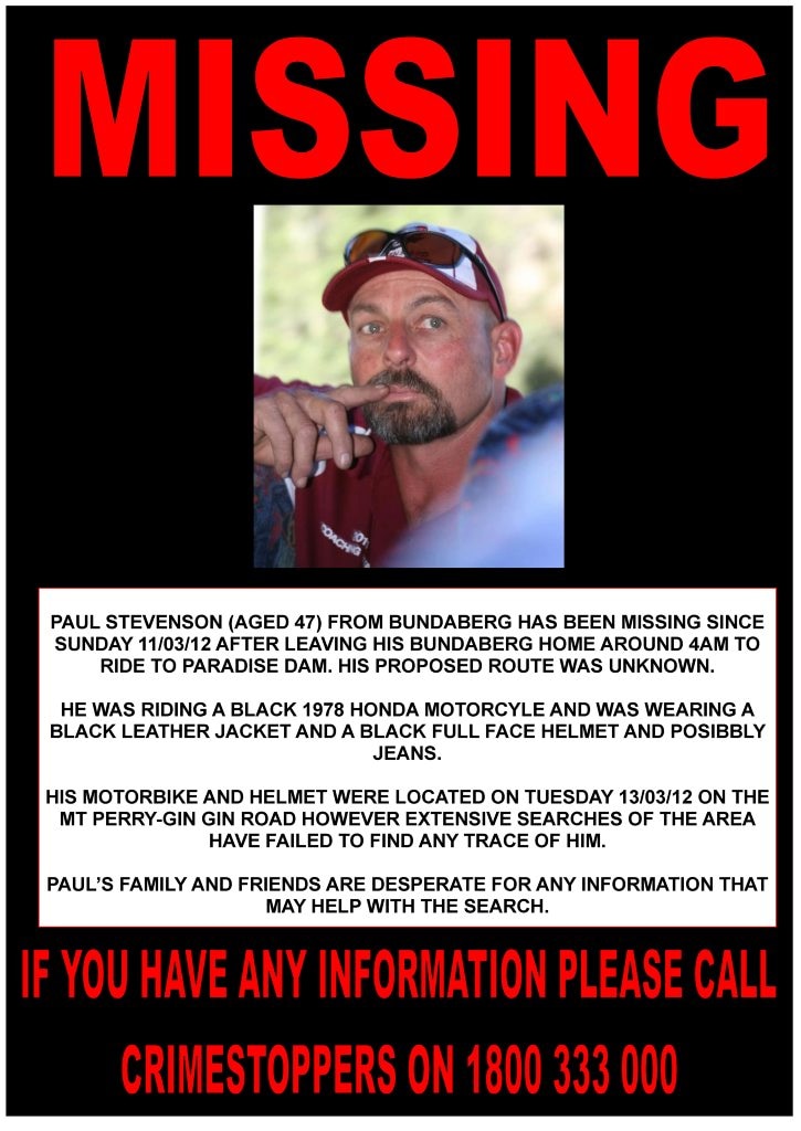 Missing: Paul Stevenson aged 47. Photo: Contributed. Picture: contributed