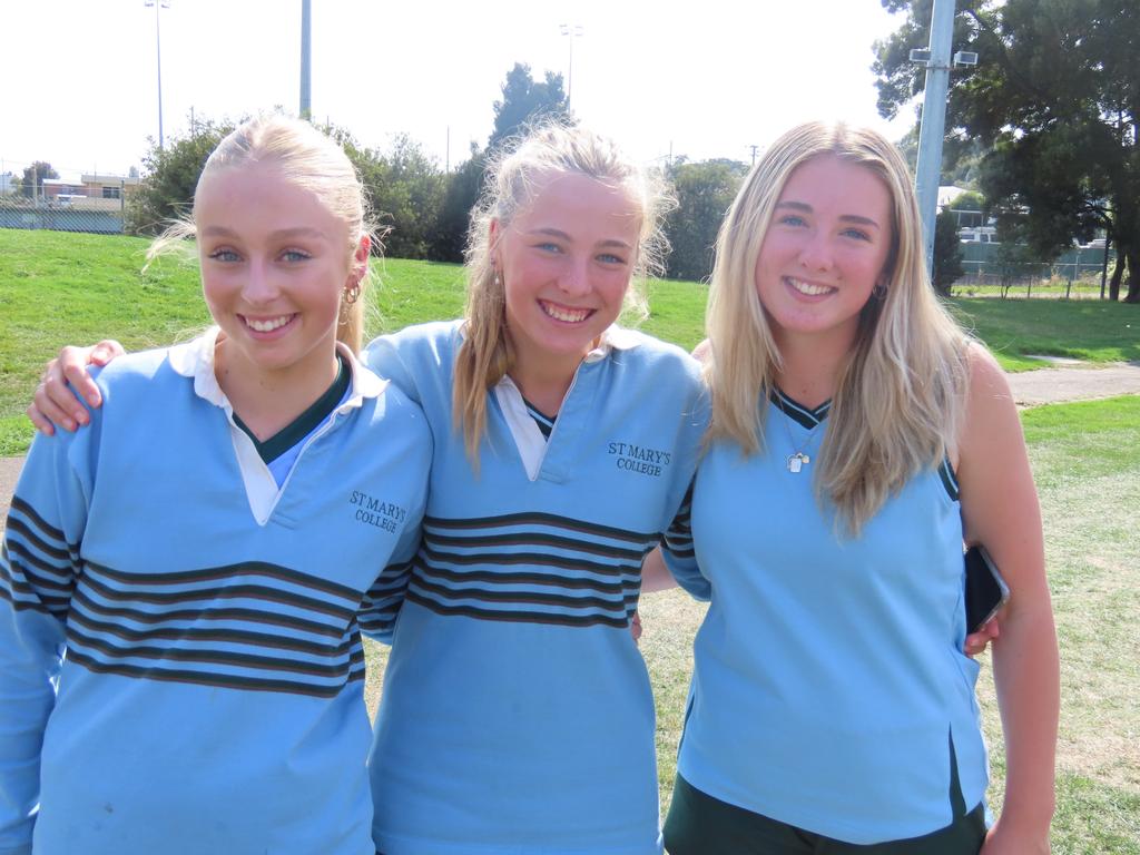 St Mary's College's Zoe Henley, Charlotte Elischer and Lily McConnon. Picture: Jon Tuxworth