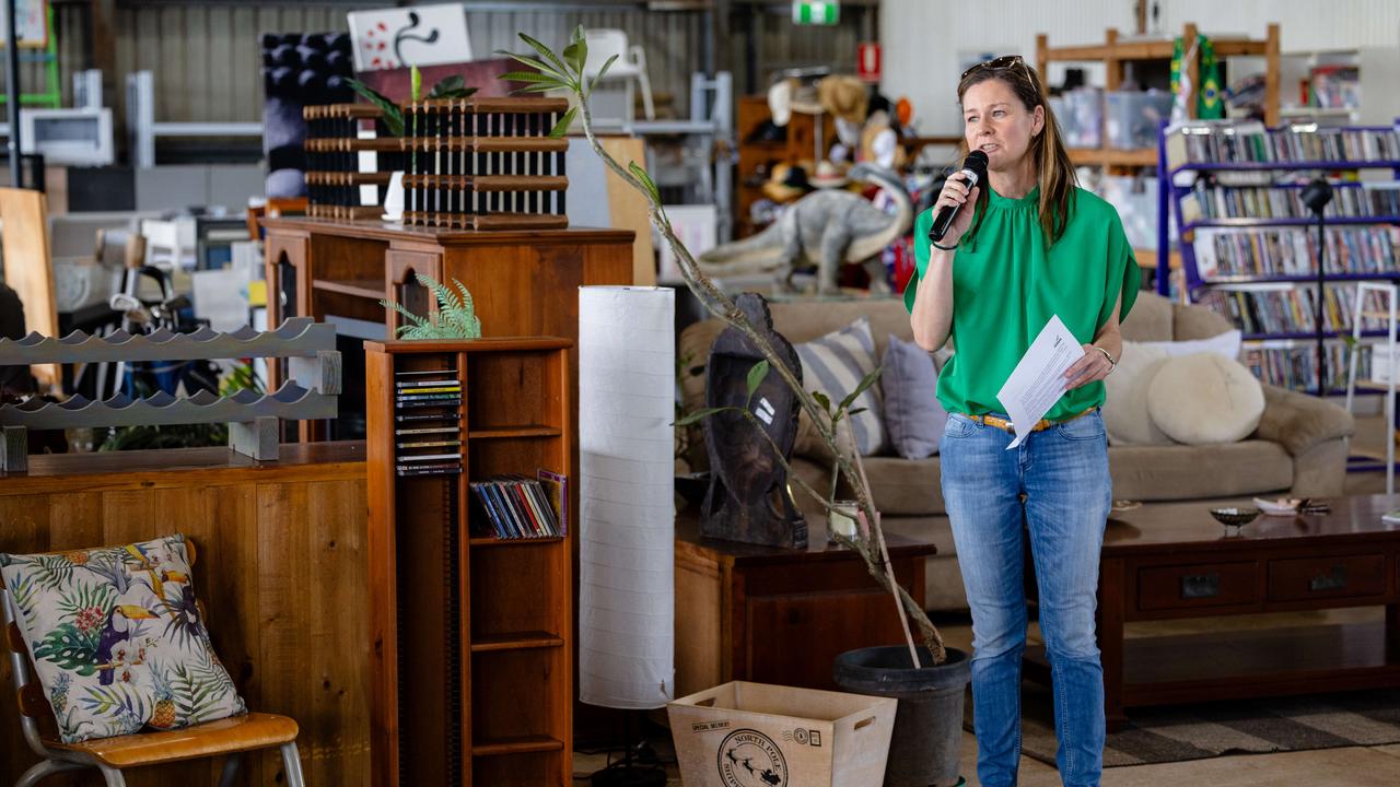 Simone Saunders, City of Darwin Chief Executive, at the Reviva Reuse Shop in Darwin on the opening day. Picture: Pema Tamang Pakhrin