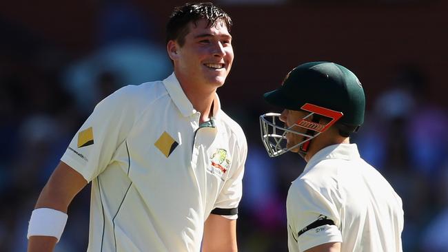 Matt Renshaw with fellow Aussie opener David Warner. Picture: Getty Images