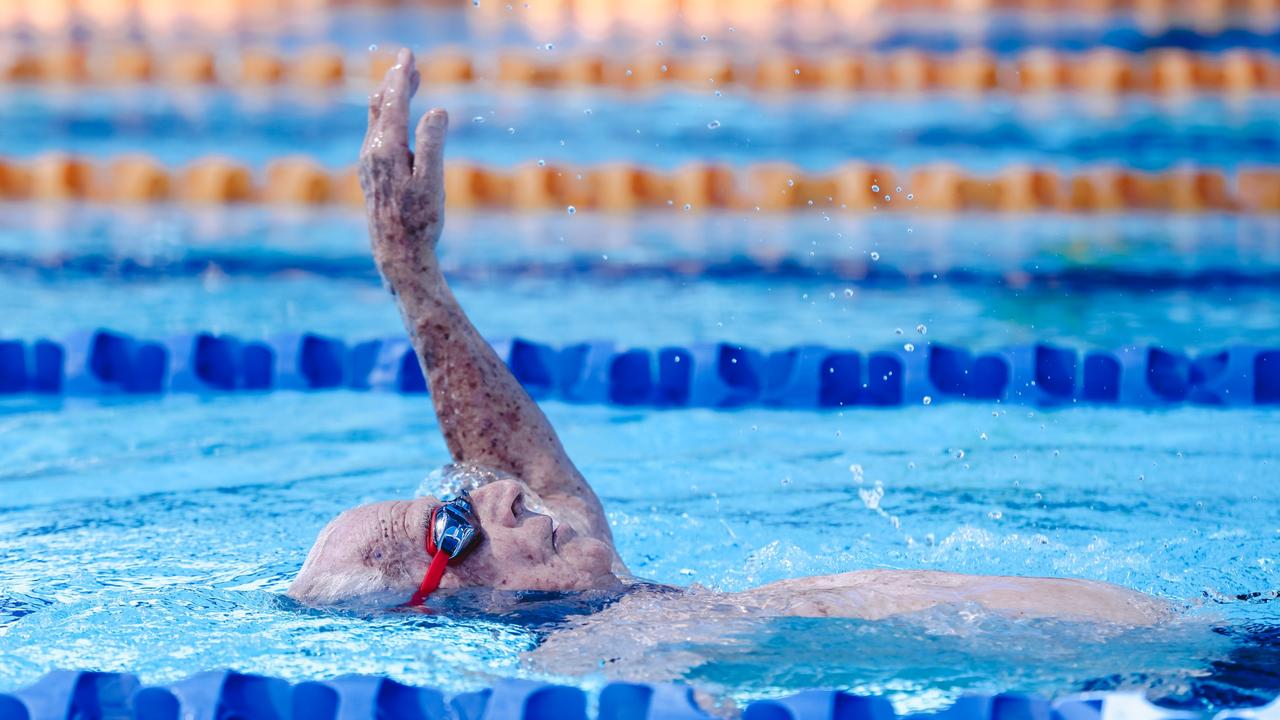Great Barrier Reef Masters Games 2025 competitor, Kevin Murgatroyd, 94 years age category, in action.