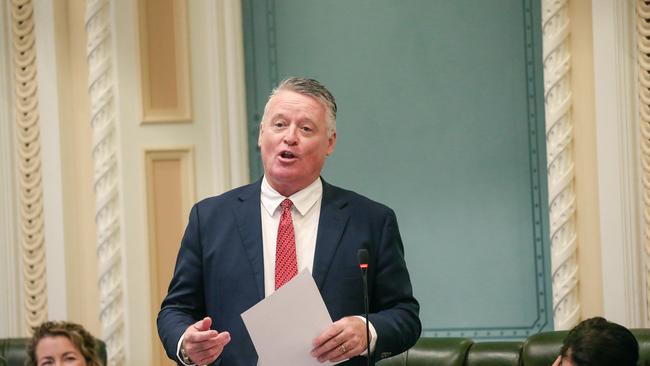 BRISBANE, AUSTRALIA – NCA NewsWire Photos – 21 March, 2024: Qld Tourism and Sport Michael Healy MP speaks in Queensland parliament. Picture: NCA NewsWire / Glen Campbell