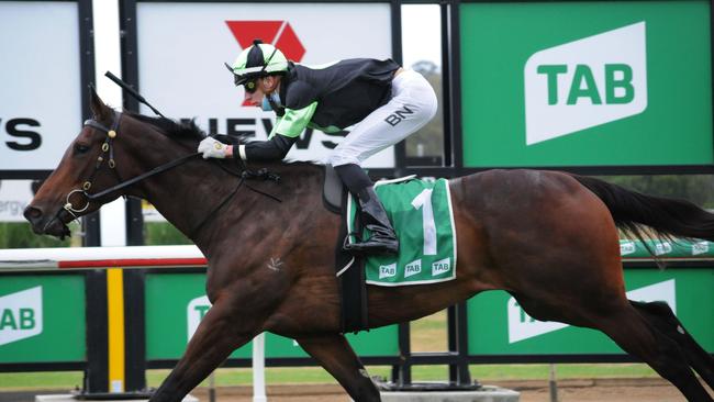 Ipswich race 2 winner Get Set, ridden by Baylee Nothdurft. Picture: Claire Power