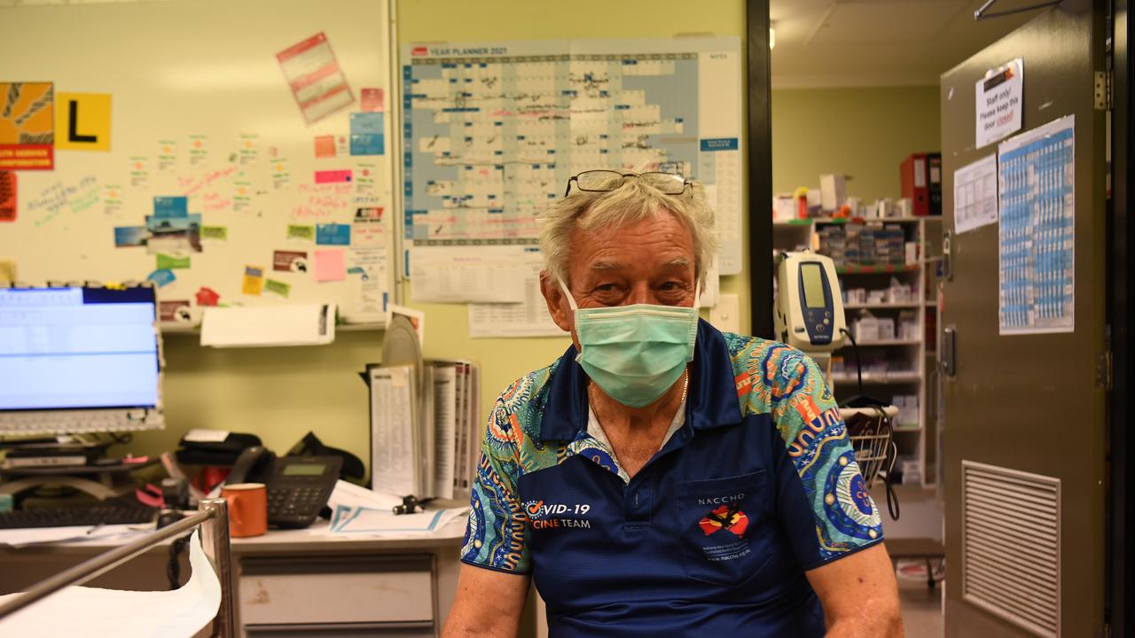 Sunrise Health's Barunga Dr Peter Westawood has worked all hours, including house calls, to ensure the community is vaccinated. Picture: Amanda Parkinson