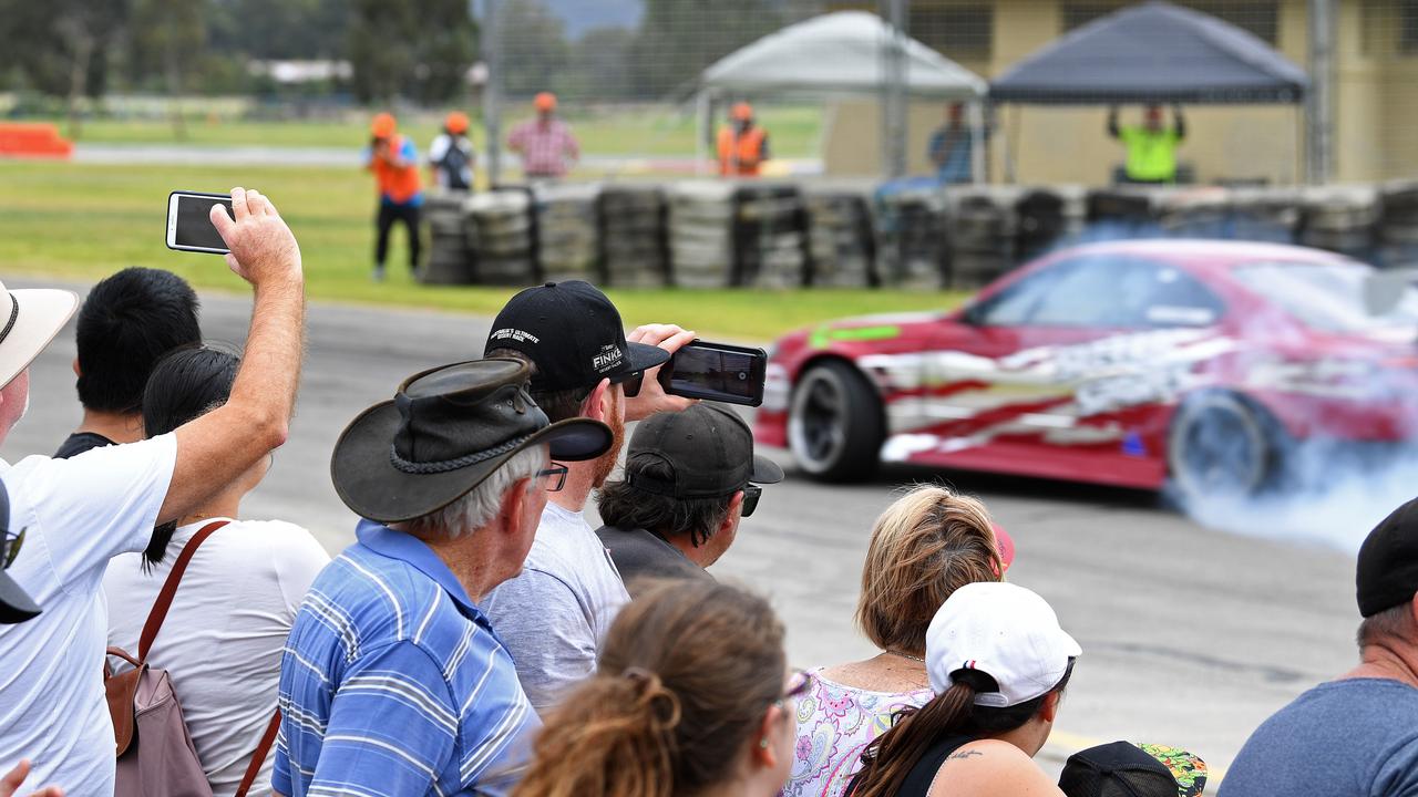 The crowd at the burn-out comp. Picture: Tom Huntley