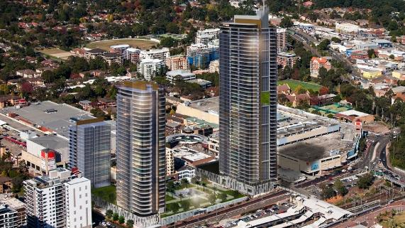 Artist impressions of a Hornsby east side development from the Lyon Group which would be developed on the Library site. 