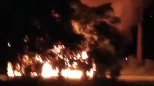 A screen shot from footage of the fire at Nebo. Picture: Supplied