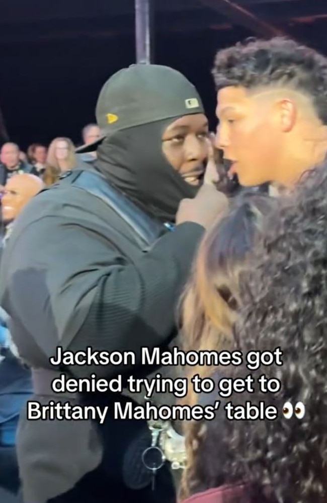 Jackson Mahomes appeared to unsuccessfully name drop with security. Picture: TikTok