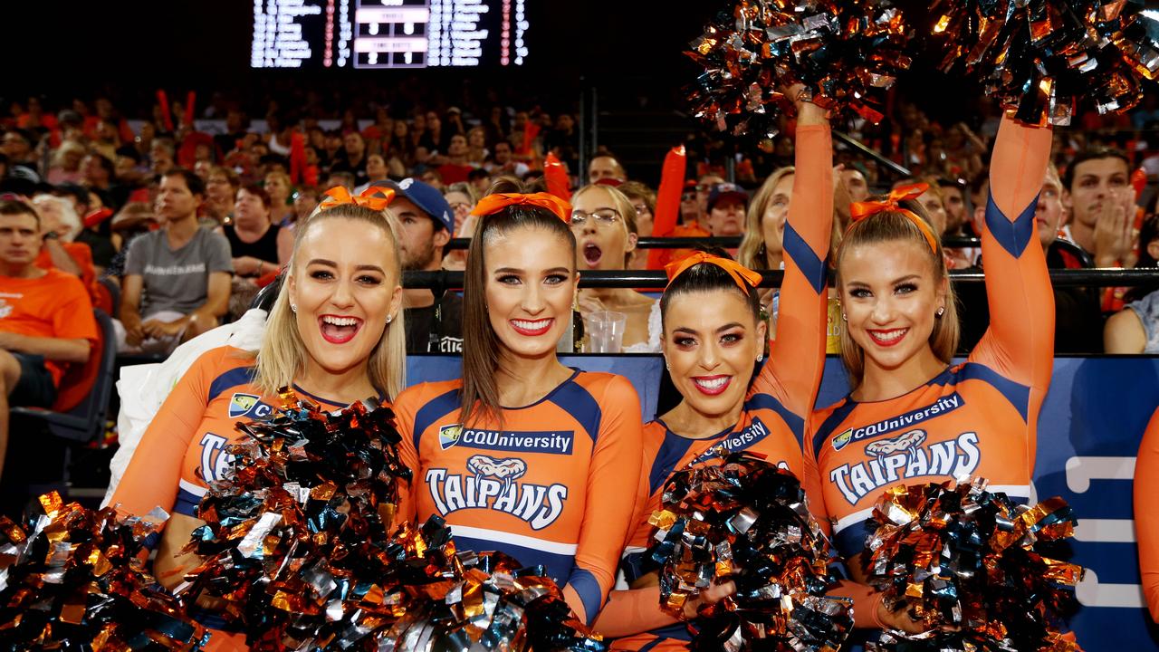 NBL Semi-final game 2 between the Taipans and the Wildcats at the Cairns Convention Centre. Taipans cherr squad members Maddison Simpson, Sara Reid, Kimberley Vale and Jane Ostler. PICTURE: STEWART McLEAN