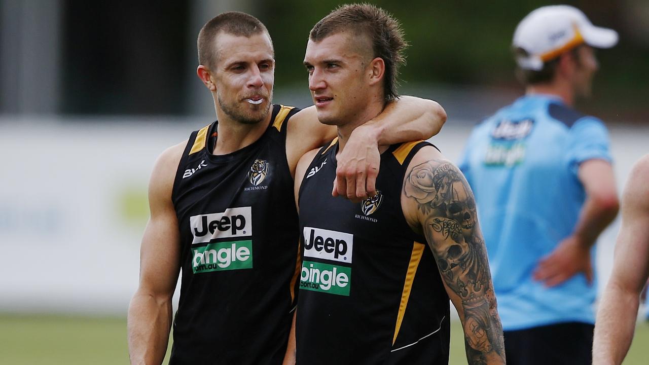 Tigers Training Brett Deledio & Dustin Martin after two bours of training Picture:Wayne Ludbey