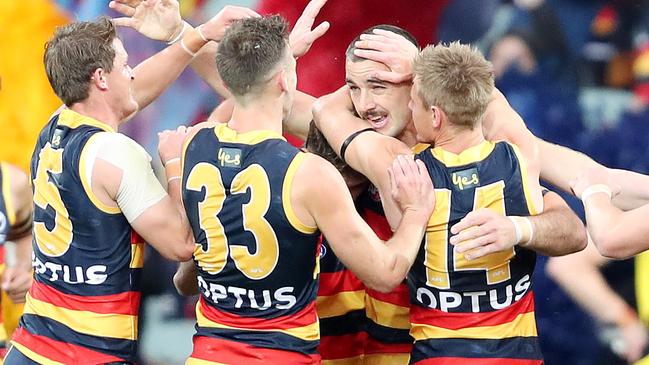 Taylor Walker becomes Adelaide’s all-time leading goalkicker. Picture: Sarah Reed