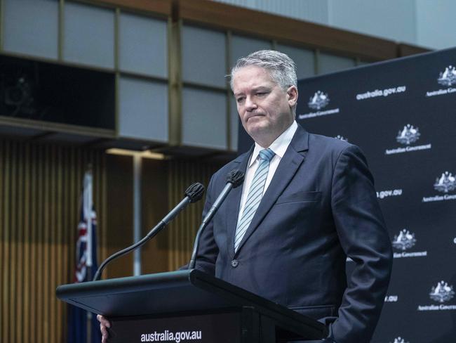 Finance Minister Mathias Cormann at last week’s budget update. Picture: Gary Ramage/NCA NewsWire