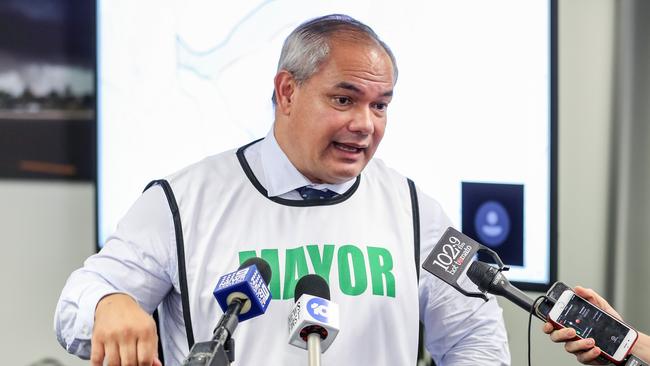 Mayor Tom Tate at the local Disaster Coordination Centre. Pic: Tim Marsden.