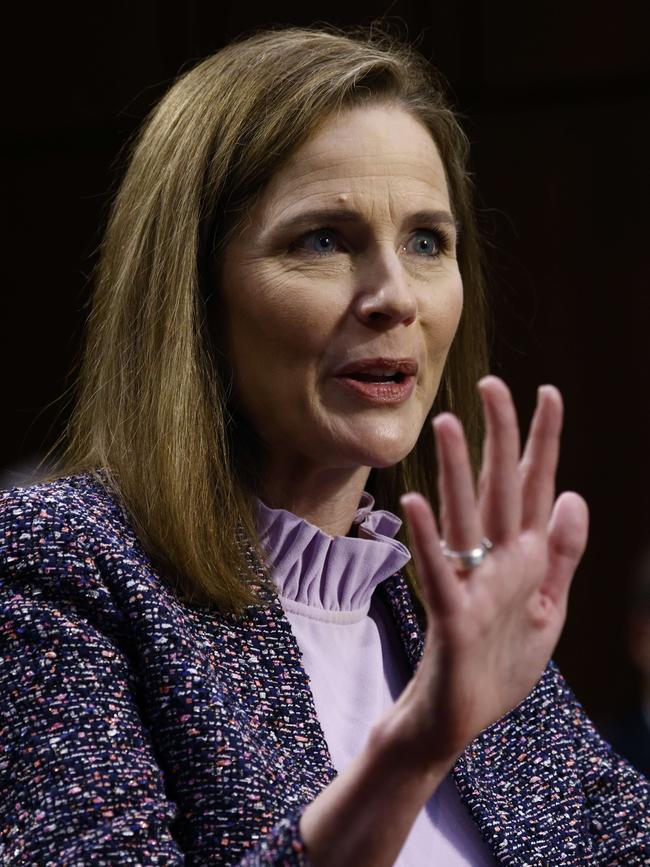 Supreme Court nominee Amy Coney Barrett speaks during her Senate Judiciary Committee confirmation hearing on Capitol Hill. Picture: Getty Images