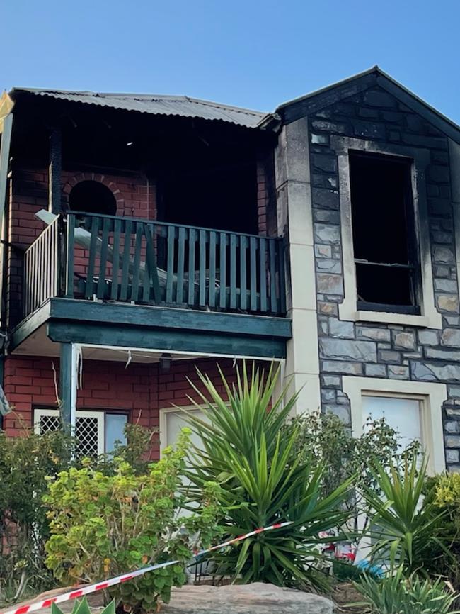 Police are investigating a fire at Sunset Court, O’Sullivan Beach. Picture: Dean Martin