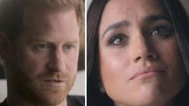 Prince Harry and Meghan Markle in their Netflix docuseries. Picture: Netflix