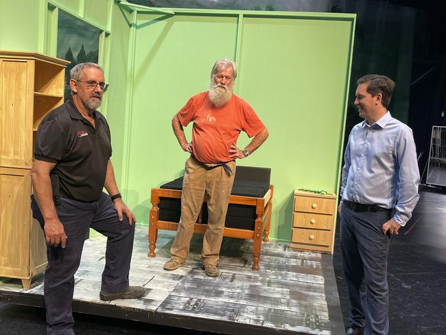 The timing of the expansion was perfect, the producer of Wicked, Robert Haigh, said. He is pictured with set artist Willie Paes and Fraser Coast Mayor George Seymour.