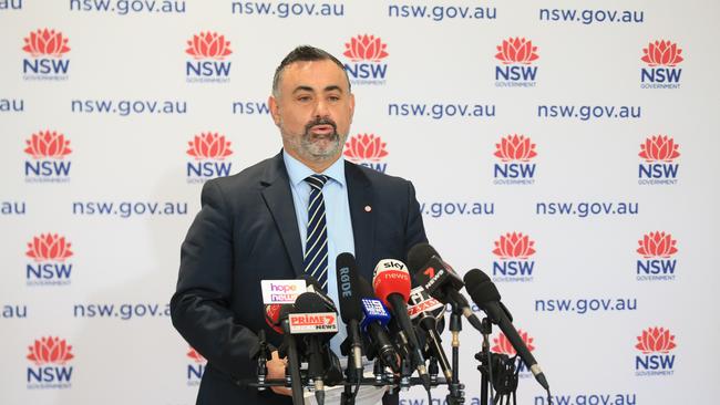 NSW Deputy Premier John Barilaro provides an update on COVID-19. Picture: NCA NewsWire / Christian Gilles