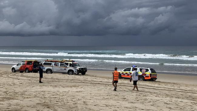 Emergency services at the beach this morning. Picture: Carly Madsen