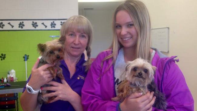 Happy Dog salon's Lianne and Ellie Kent with pistol (left) and boo who belong to Johnny Depp and his wife Amber Heard, the dogs came in for some grooming Picture supplied by Lianne Kent
