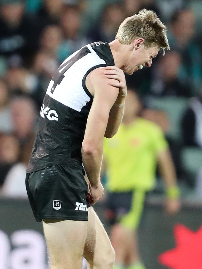 Marshall injured his shoulder early in the qualifying final against Geelong …