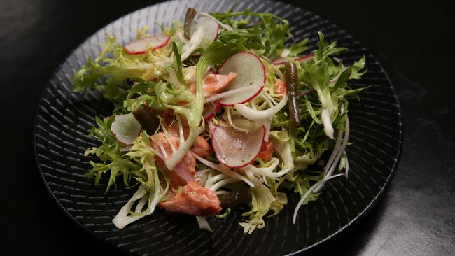 House smoked trout with frisee lettuce and beans. Picture: Nicole Cleary