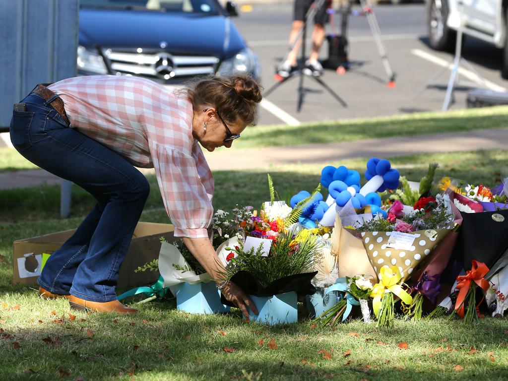 Flowers laid in Chinchilla following the Wieambilla massacre.