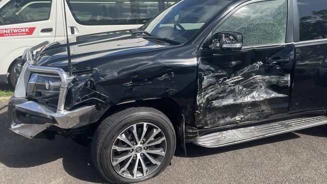 The thieves rammed Mr West’s Toyota Prado when he blocked their exit from his business.