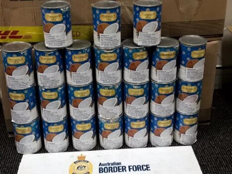 Meth was found concealed in cans of coconut milk on Friday Picture: ABF