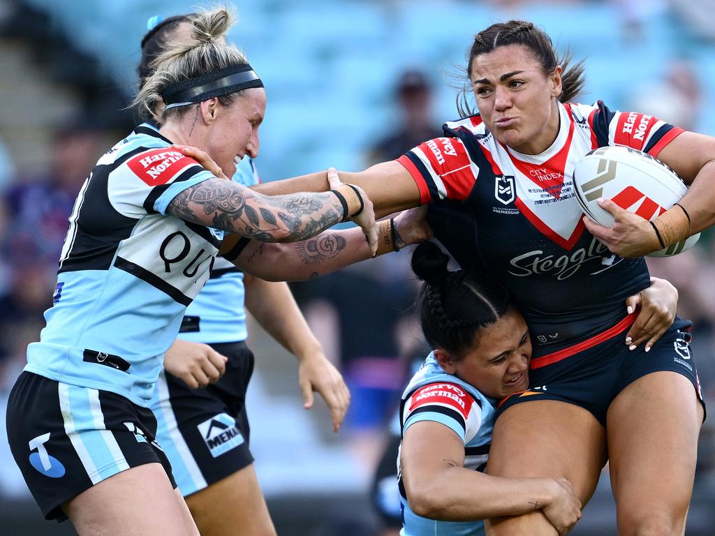 Roosters prop Millie Elliott etched her name into history as the second NRLW player to win four premierships. Picture: Quinn Rooney/Getty Images