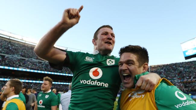 Donnacha Ryan of Ireland celebrates following his team’s 40-29 victory at Soldier Field.