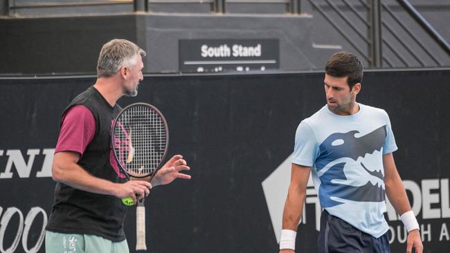 Djokovic’s coach Goran Ivanisevic hes helped the Serbian star to stay calm under pressure and capitalise on his opportunities. Picture: AFP.