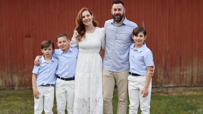 Casey Crafton (pictured with his wife and three sons) was on-board the American Airlines flight which crashed in Washington DC. Picture: Supplied