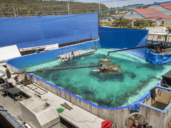 Village Roadshow Studios’ outdoor tank during filming on The Shallows Picture: Supplied courtesy Village Roadshow Studios.