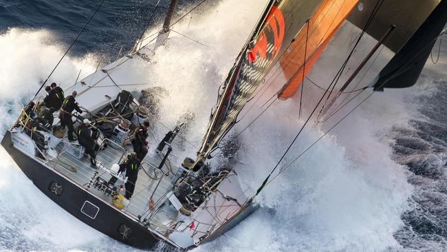 Supermaxi Comanche on her way to victory in last year’s Sydney to Hobart: Pic: Stefano Gattini/Rolex.