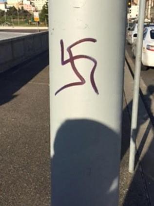 A swastika drawn on a pole at Bondi. Picture: NSW Police