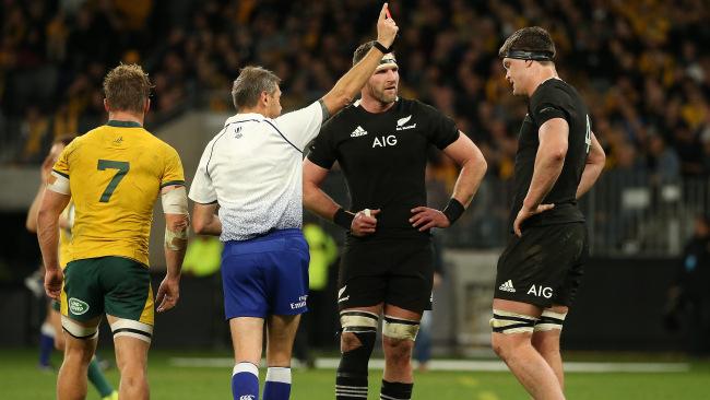 Scott Barrett saw red in a controversial send off by the referee. Picture: Paul Kane/Getty Images