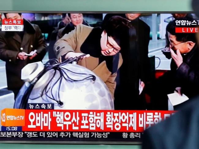 North Korean leader Kim Jong-un on TV  at Seoul Railway Station in Seoul, South Korea last year. Picture: Ahn Young-joon