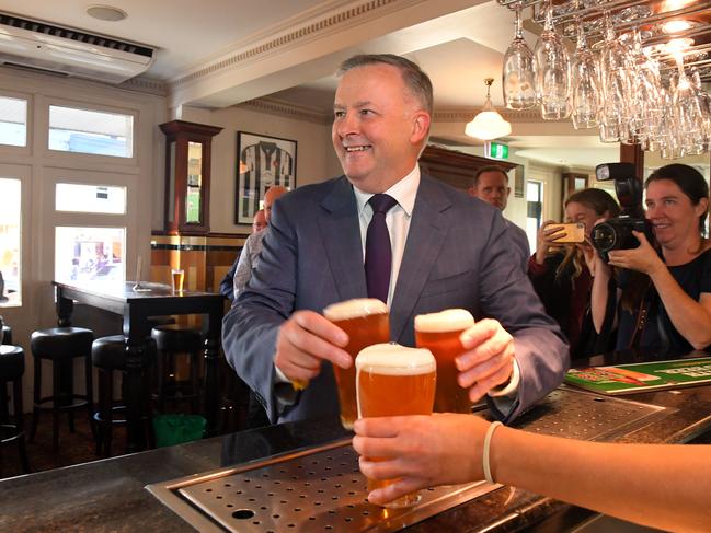 Member for Grayndler Anthony Albanese at the Unity Hall Hotel in Balmain, Sydney, Sunday, 19 May 2019. Approximately 16.5 million Australians have voted the 2019 Election with the Liberal Party retaining Government, with 59.2 per cent of the vote counted, the Coalition appears to have won 74 seats to Labor 66 seats. (AAP Image/Dylan Coker) NO ARCHIVING