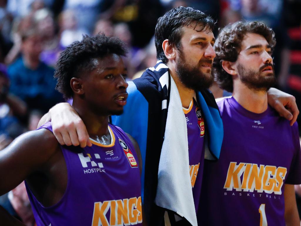 Sydney Kings big man Jordan Hunter learnt a lot from recently retired champion Andrew Bogut at the Kings. Picture: AAP Image/Brendon Thorne