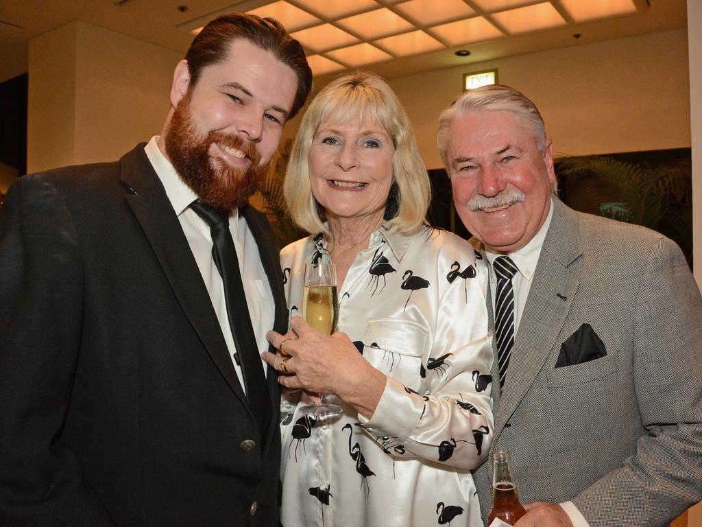 Alex, Sue and Mike Rabbitt at Gold Coast Marathon gala dinner at QT Resort Surfers Paradise. Picture: Regina King..