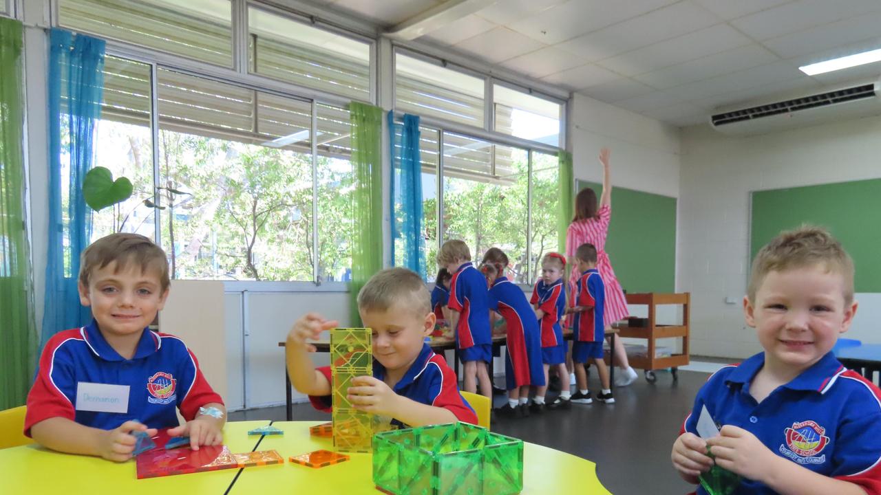 MY FIRST DAY 2024: Eamon, Zack and Demarion at Alexandra Hills State School.