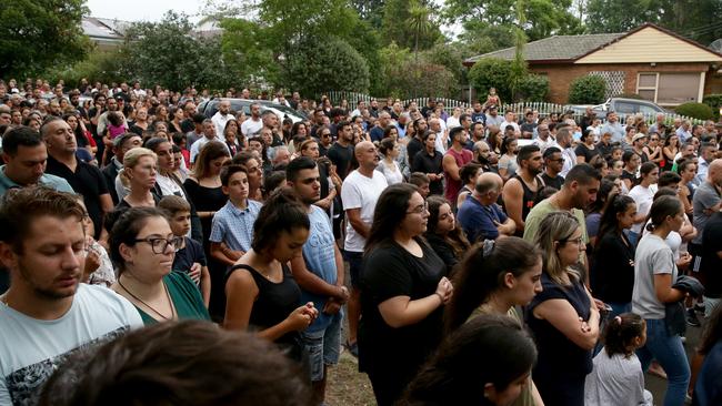 Hundreds of people turned up to mourn the loss of the four children with the Abdallah and Sakr families on Monday. Picture: Jonathan Ng