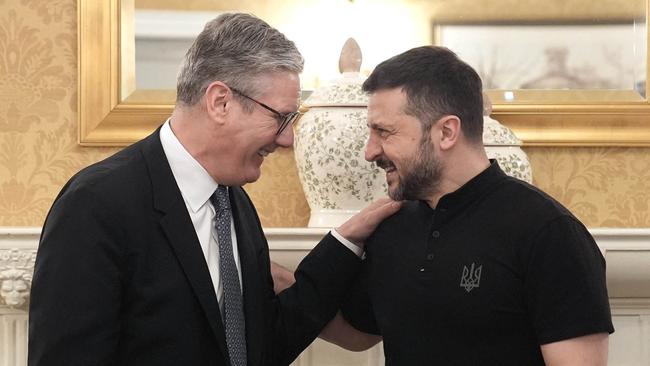 British Prime Minister Keir Starmer meets with Ukrainian President Volodymyr Zelensky in Washington, DC, on the sidelines of the NATO Summit. Picture: AFP