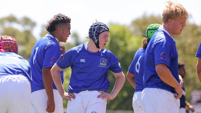 Buildcorp Emerging Reds Cup action from the day one match between Queensland Country Under-14s and Brisbane Junior Rugby Union Under-14s. Picture credit: QRU Media/ Erick Lucero.