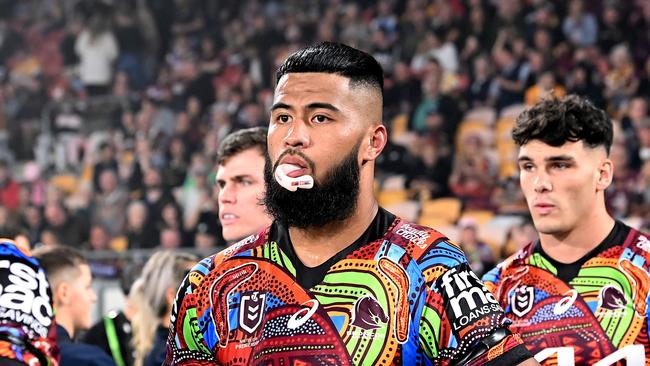 Payne Haas was booed by Broncos fans in Round 12, after asking for a release from the Broncos. Picture: Getty Images